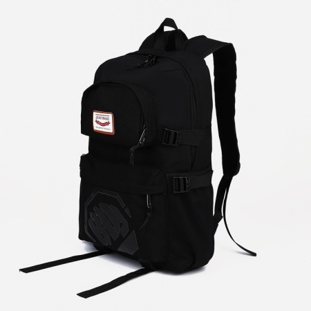 Youth backpack from textiles, 2 pockets, black color