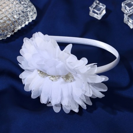 Hair cap "Rosie" three flowers, 0.5 cm, white