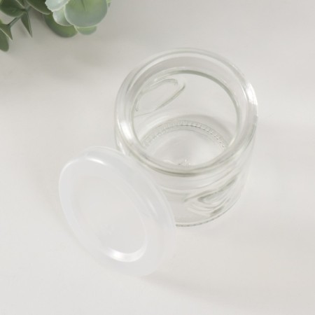 Bank for suppositories glass with a “heart” lid is a transparent 100 ml 6x6.8 cm-3