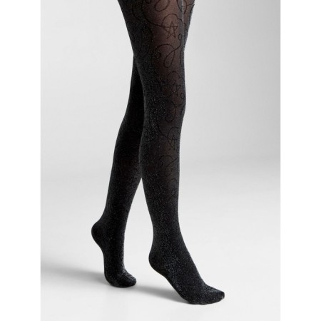 Children's tights with a fantasy pattern of Conte Elegant Shiny, height 116-122 cm, color Nero-1
