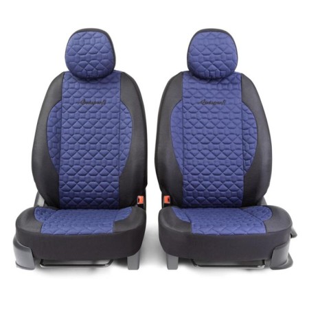 Fronts for front seats Soft, glassy cotton, 5 mm foam, 3D cut, 4 objects, open back, closed ends, 2 headrests, Airbag black/T. Sinius-1