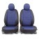 Fronts for front seats Soft, glassy cotton, 5 mm foam, 3D cut, 4 objects, open back, closed ends, 2 headrests, Airbag black/T. Sinius