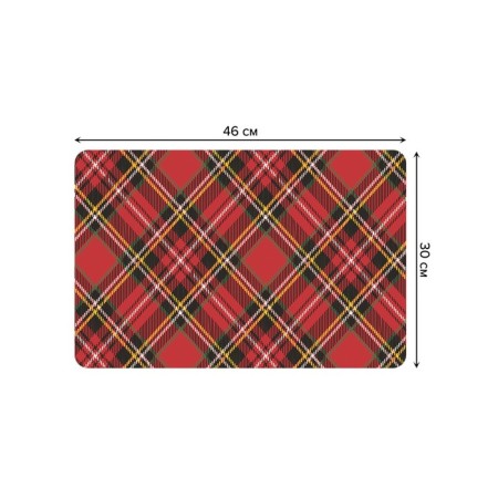 A set of napkins for setting the table “red classic cage”, rectangular, rounded edges, size 30x46 cm, 4 pcs-2