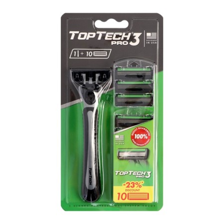 Male razor Toptech Pro 3, 1 razor + 10 interchangeable cassettes-2