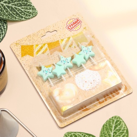 Set of candles for the cake, 5 pcs "Asterisk", Blue-3