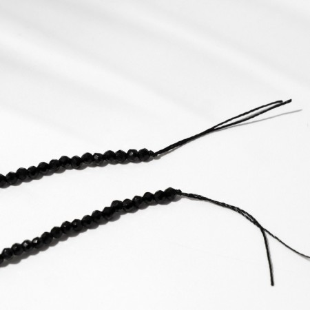Beads on threads ball No. 2 faceted "spinel", black color, 38 cm-2