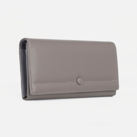 Women's wallet on the button, gray color