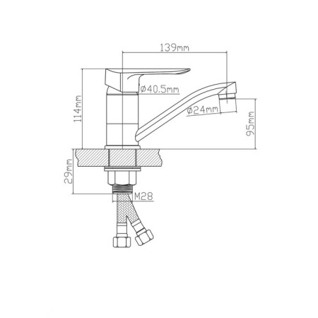 BouOU B8274-14A kitchen mixer, pour 139 mm, single-leaf, 35 mm cartridge, brass, chrome 10285-4