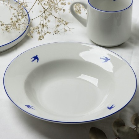 Ceramic “Swallow” plate, 22.4 cm, 300 ml, white color-1