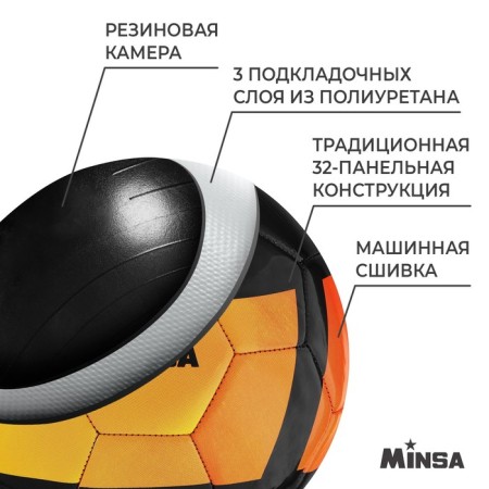 Ball football minsa, PU, ​​machine stitching, 32 panels, p. 5-2