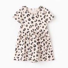 Dress for girls, beige color/leopard, height 104 cm