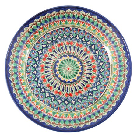 Lryagan Round Rishtan ceramics, 41cm, brown-red-blue ornament-1