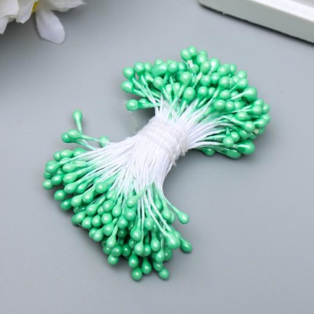Stamens for artificial flowers "Drops green" (set 130 pcs) length 6 cm-1