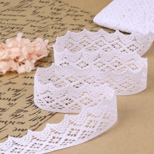 Knitted lace, 40 mm × 10 ± 1 m, white color