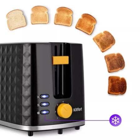 Toster KitFort KT-6224, 950 W, 7 fry modes, 2 toasts, black-2