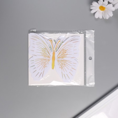 Plastic sticker "Blobes white with gold" double wings set 12 pcs 12 cm, 10 cm 8 cm-2