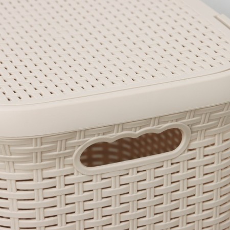 Besnaya basket with a rattan lid, 60 l, 34 × 44 × 55 cm, Latte color-9