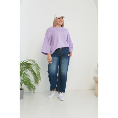 Female trousers, size 56, dark blue color-4