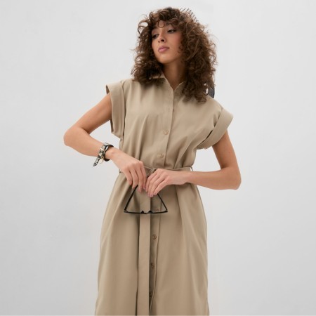 Women's dress Minaku: Safari Midi Beige Color, Rr. 48-1
