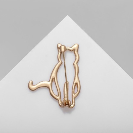 Brooch "cat" homemade, matte gold color-1