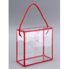 PET box with handles, red, 14 x 14 x 7 cm