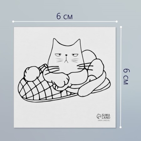 Tattoo on the body Black "Cat in a slipper" 6x6 cm-1