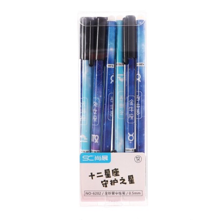 Gel handle washed ink, 0.5 mm, blue rod, zodiac signs mix