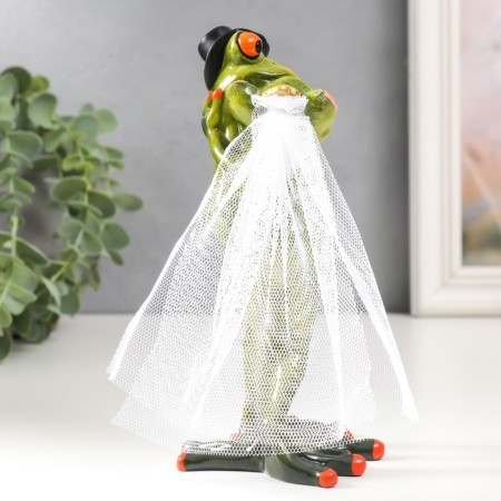 Souvenir Polystone Lak "Frog Wedding" 17x9.6x8 cm-1