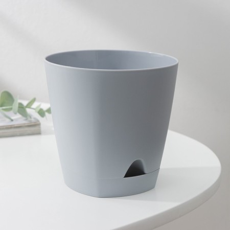 Pot for flowers with a basal watering amsterdam, 0.65 l, d = 11 cm, h = 10.7 cm, color gray color-1