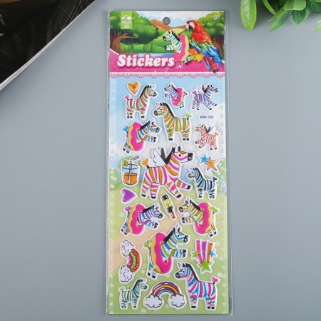 Plastic sticker "Unicorns/zebra" convex with gold stroke MIX 28x11 cm-4