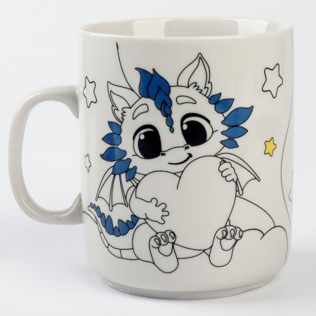 Painting mugs with paints (partial filling) "Dreams of Dragon"-4