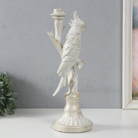 Polystone candlestick "White parrot on a branch" for metal 12.4x12.2x36 cm