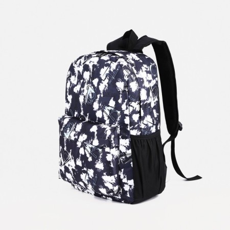 School backpack from textiles on lightning, 3 pockets, black color-2