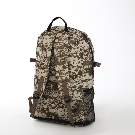 Tourist backpack on lightning, with an increase, 6 outer pockets, beige/brown color-1