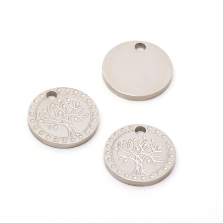 Suspension "Coin" tree, set 3 pcs., Color silver