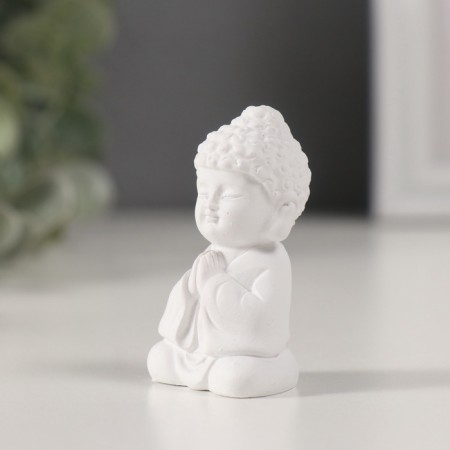 Souvenir Polystone "Buddha - Meditation" White 2x3x5.5 cm-3