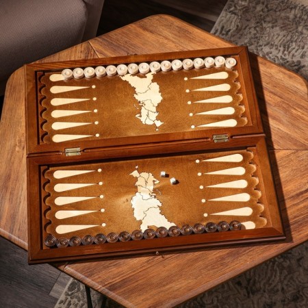 Handmade backgammon "Coat of arms", 60x30 cm, with a chess field, Armenia-2