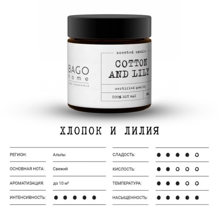 Aromatic candle in the jar "Cotton and Lilia", Envisor, 88 g-2