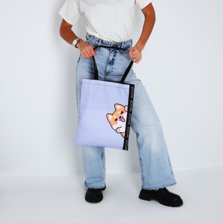 Bag-shop "Cute dog", without lightning, without lining, black/lilac color-6
