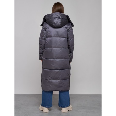 Coat insulated winter female, size 42, dark purple color-3
