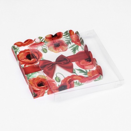 Cookie box, "red bow" 21 x 21 x 3-3