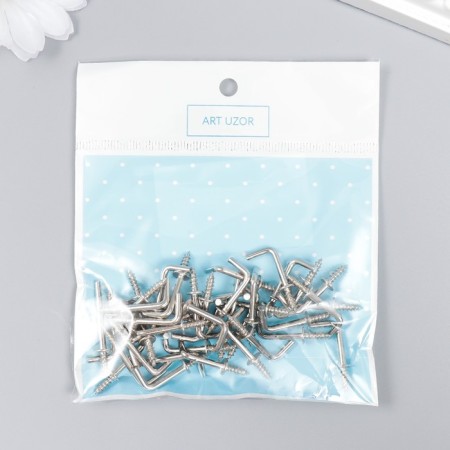 Metal hook (set 40 pcs) silver 2.5x0.5 cm, mix-7