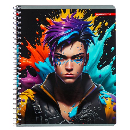 A notebook of 60 sheets in a cage on the crest "Bright guys", cover Combined cardboard, UV-lak, mix-4