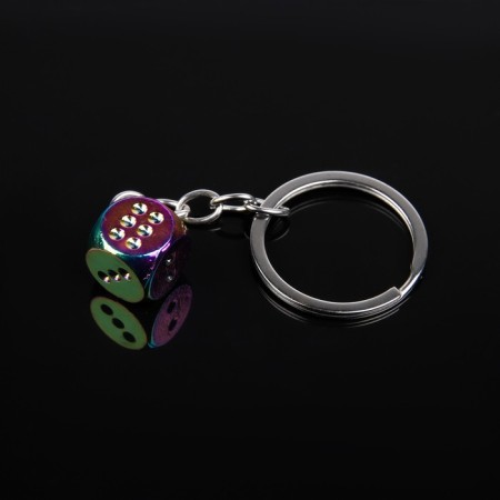 Cartage keychain, cube, metal, mother -of -pearl-1