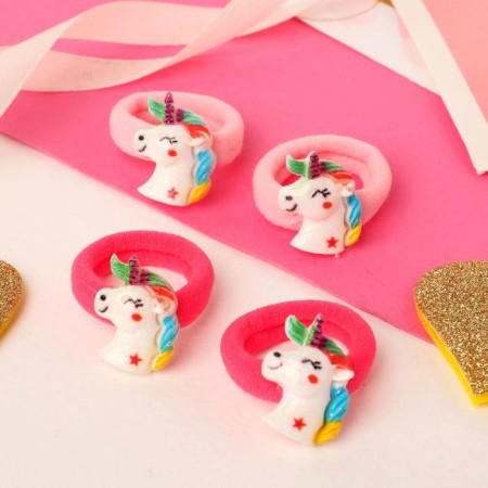 Hair gum "Magic" (set 4 pcs) unicorn, 3 cm-1