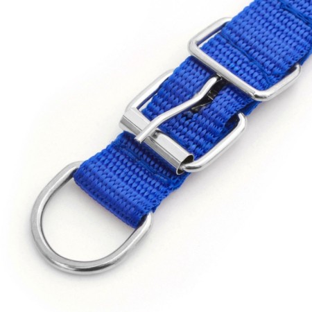 Collar "Comfort" Combined (polyester, artificial leather), 45 x 2 cm, Osh 30-39 cm, blue 609-5