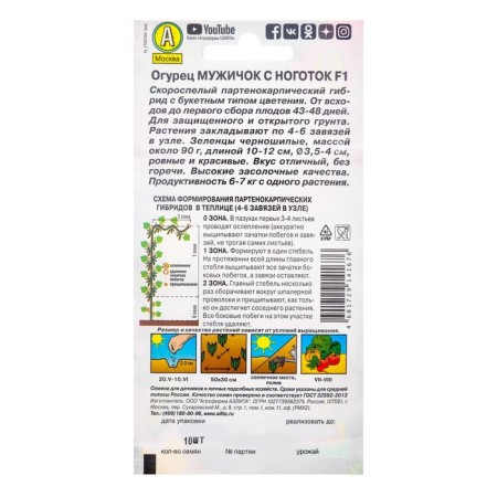 Seeds of cucumber "Fighting peasant" F1, medium early, parthenocarpic, 10 pcs-1