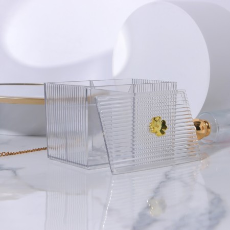 Organizer for storage "Flower", with a lid, 3 sections, 14 × 9 × 10.5 cm, the color is transparent/golden-4