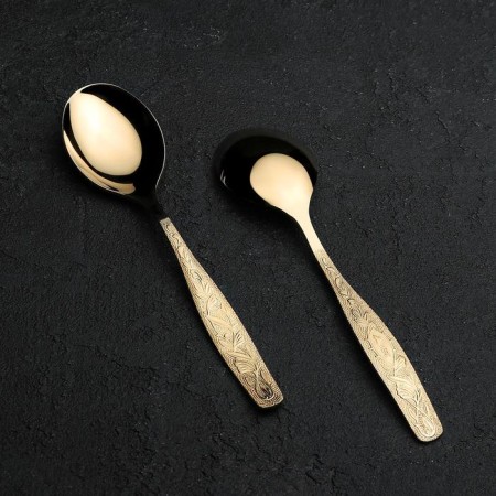 Dessert spoon "Uralochka", thickness 2 mm, gold color