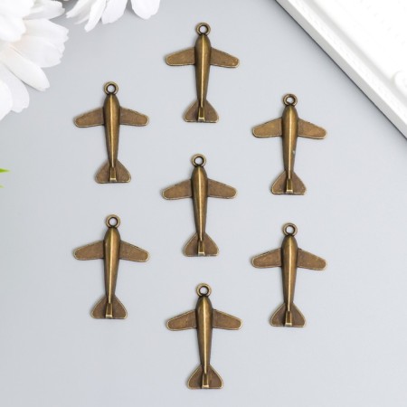 Decor for creativity Metal "Airplane" bronze set 8 pcs 3.4x2.4 cm-1